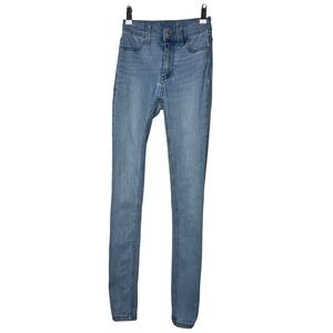 Free People Women's Skinny Jeggings Blue Stretch Denim Jeans Y2K RN66170 Sz 00‎
